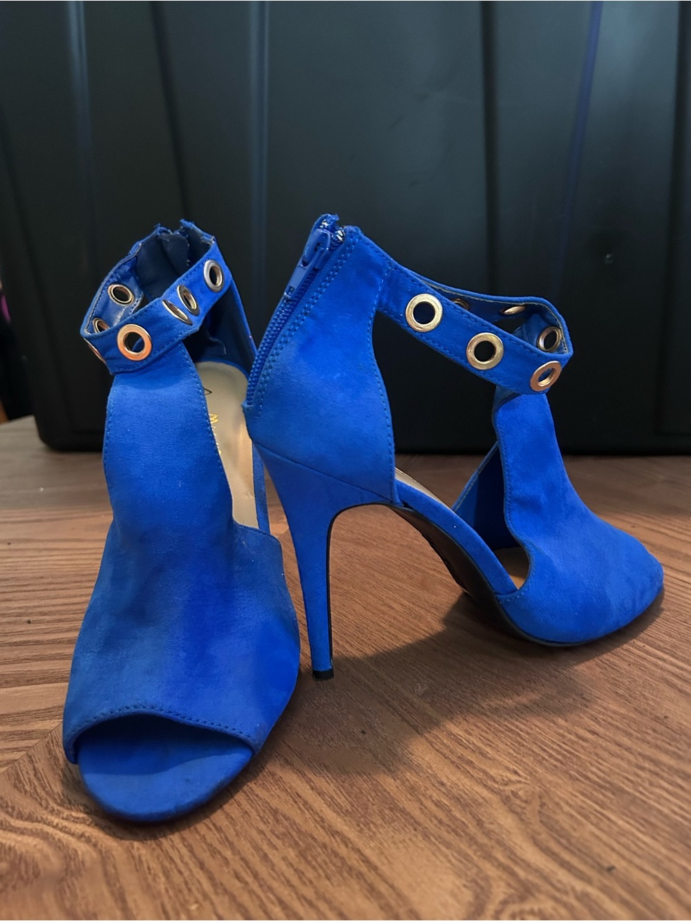 Women’s Royal Blue Suede High Heel Sandals with Ankle Strap